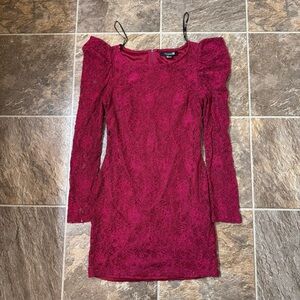 Forever 21 Red Lace Long Sleeve Sheath Cocktail Party Dress Womens S/P